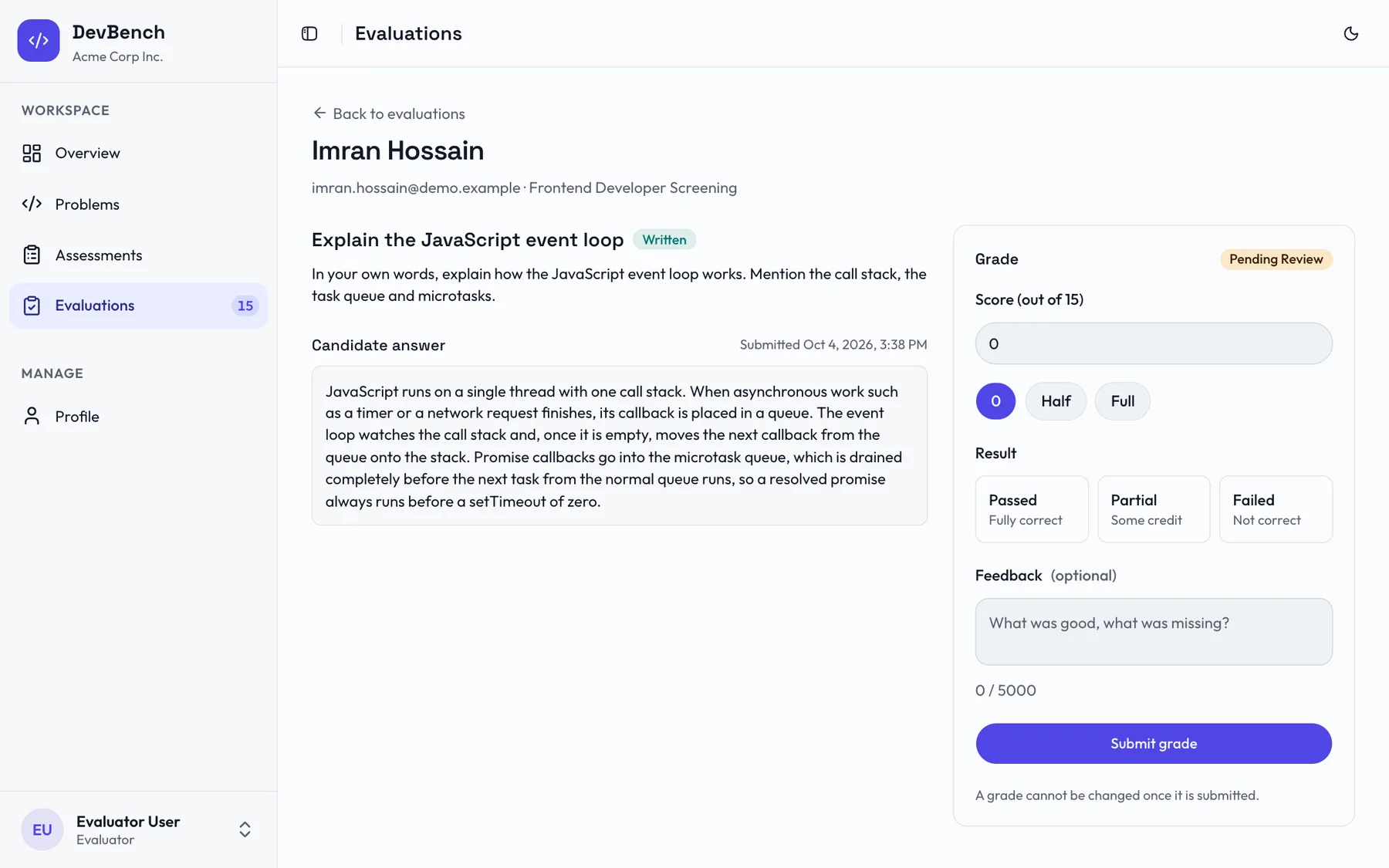 Grade written and coding answers in one place